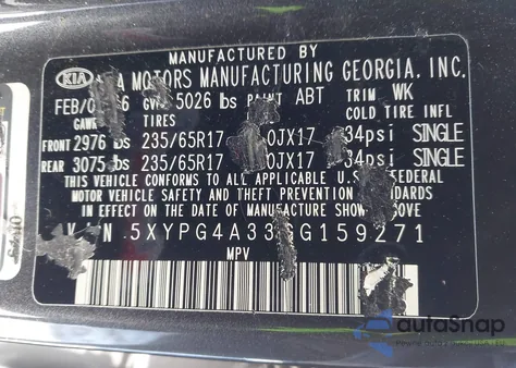 2016 Kia Sorento 2.4L Lx from USA, damaged, VIN 5XYPG4A33GG159271